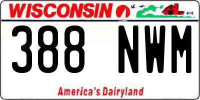 WI license plate 388NWM