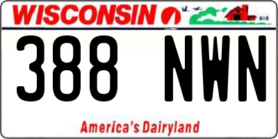WI license plate 388NWN