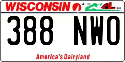 WI license plate 388NWO