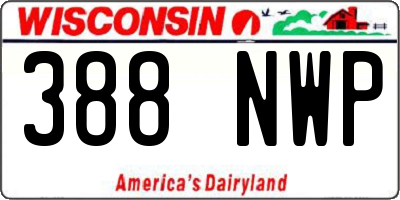 WI license plate 388NWP