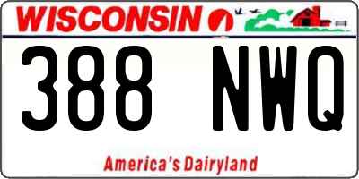 WI license plate 388NWQ