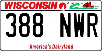 WI license plate 388NWR