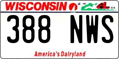 WI license plate 388NWS