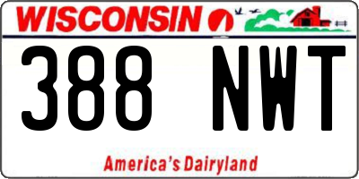 WI license plate 388NWT