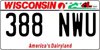 WI license plate 388NWU