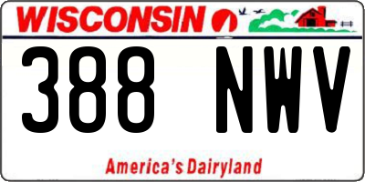 WI license plate 388NWV