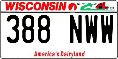 WI license plate 388NWW