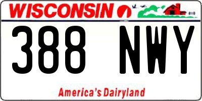 WI license plate 388NWY