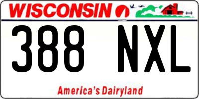 WI license plate 388NXL