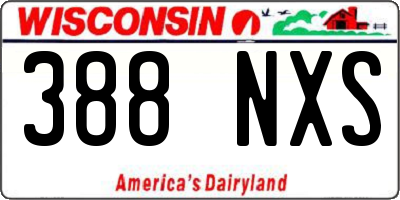 WI license plate 388NXS