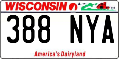 WI license plate 388NYA