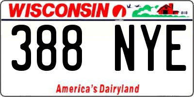 WI license plate 388NYE