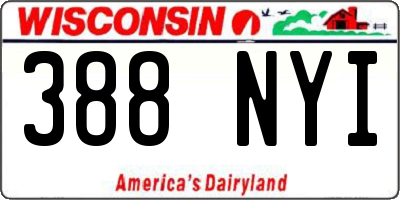 WI license plate 388NYI