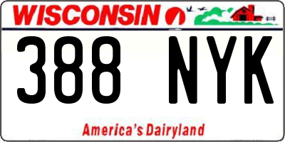 WI license plate 388NYK
