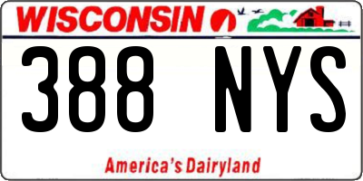 WI license plate 388NYS