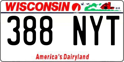 WI license plate 388NYT