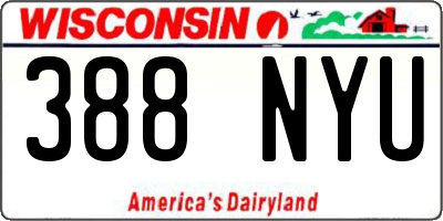 WI license plate 388NYU