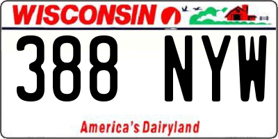 WI license plate 388NYW