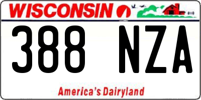 WI license plate 388NZA