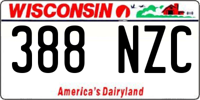 WI license plate 388NZC