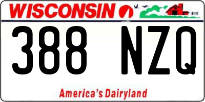 WI license plate 388NZQ