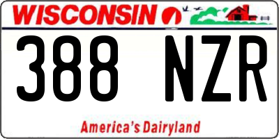 WI license plate 388NZR
