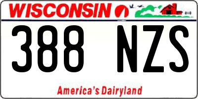 WI license plate 388NZS