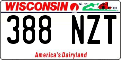 WI license plate 388NZT
