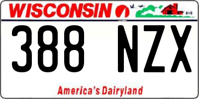 WI license plate 388NZX