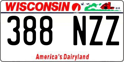 WI license plate 388NZZ