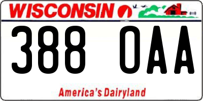 WI license plate 388OAA