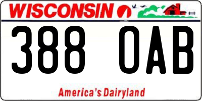 WI license plate 388OAB