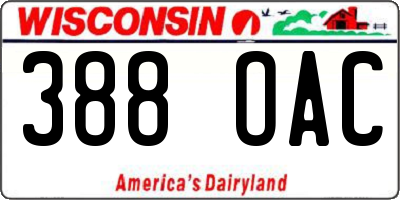 WI license plate 388OAC