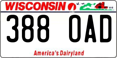 WI license plate 388OAD