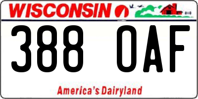 WI license plate 388OAF