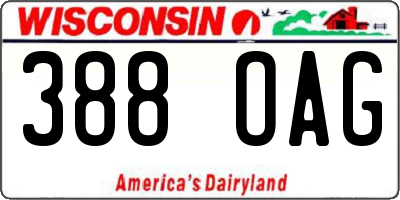 WI license plate 388OAG