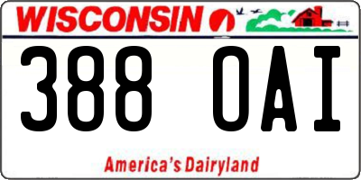 WI license plate 388OAI