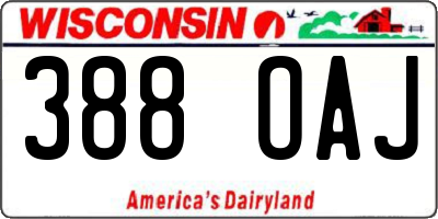 WI license plate 388OAJ