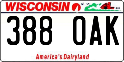 WI license plate 388OAK
