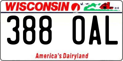WI license plate 388OAL