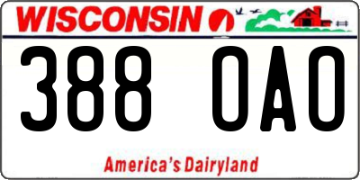 WI license plate 388OAO