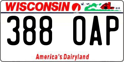 WI license plate 388OAP