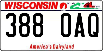 WI license plate 388OAQ