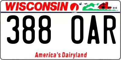 WI license plate 388OAR