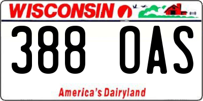 WI license plate 388OAS