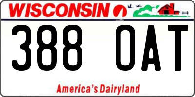 WI license plate 388OAT