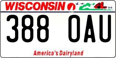 WI license plate 388OAU