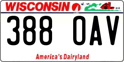 WI license plate 388OAV