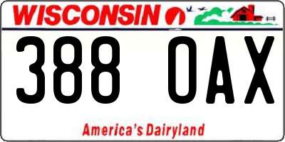 WI license plate 388OAX