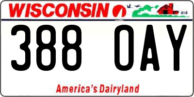 WI license plate 388OAY